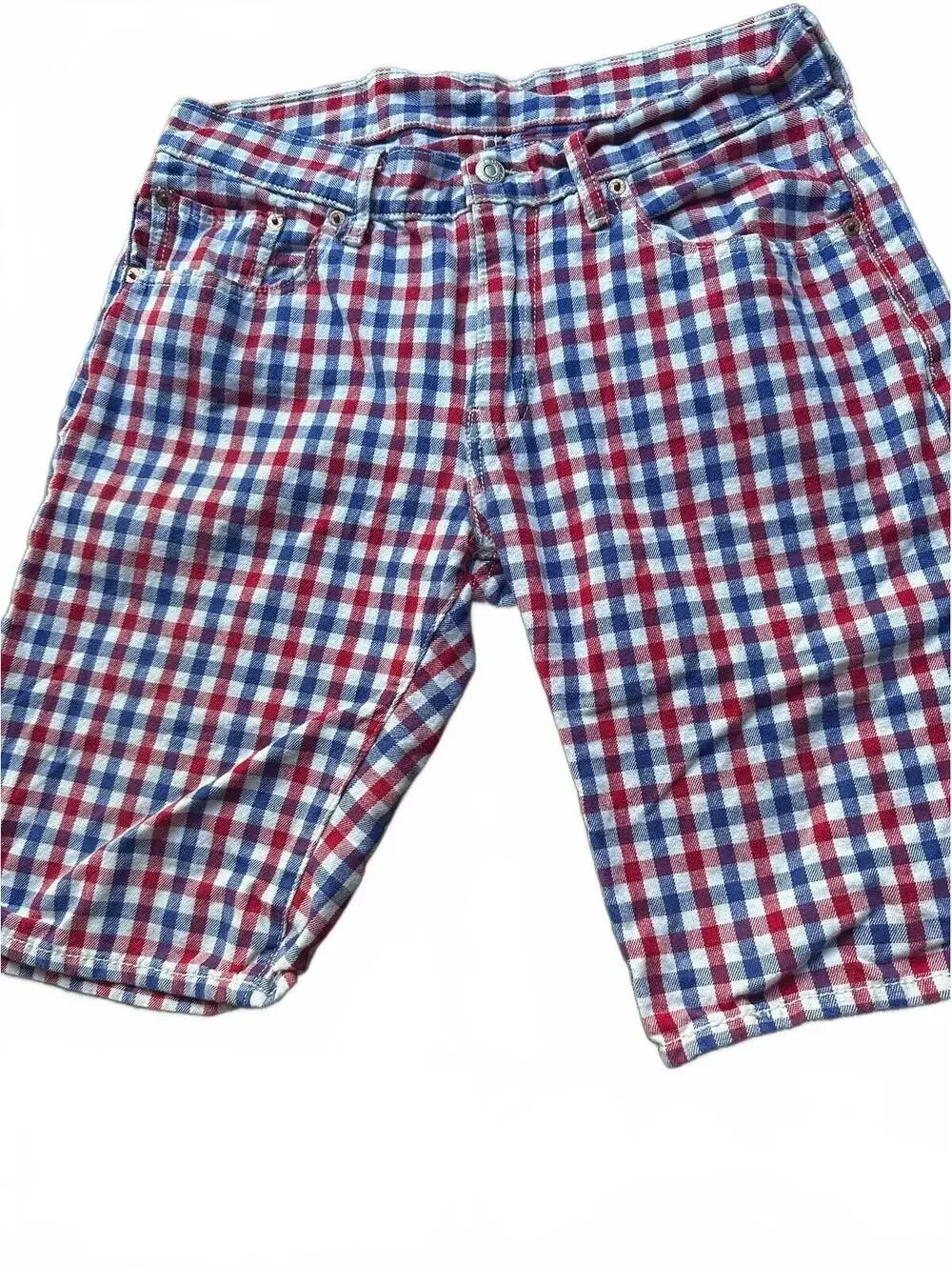 Levi's 504 Plaid Shorts Red White Blue W32